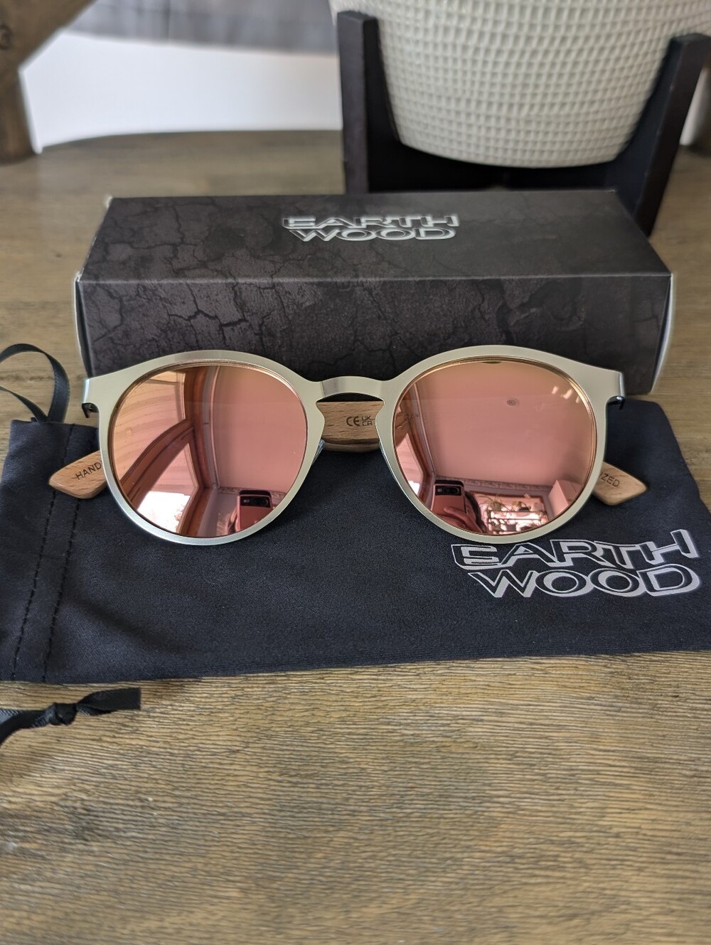 NIB Earth Wood Positano Gold Polarized Sunglasses